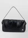 Courrèges Rectangular Shoulder Bag Glossy Finish Strap In Black