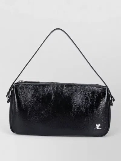 COURRÈGES RECTANGULAR SHOULDER BAG GLOSSY FINISH STRAP
