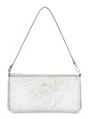 Courrèges Rectangular Zipped Pouch In Crinkled Silver Leather In White