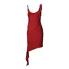 Courrèges Black Polyester Mini Dress In Red