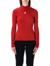 Courrèges Logo-embroidered Roll-neck Jumper In Red