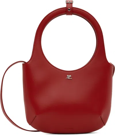 Courrèges Red Holy Leather Bag In 4015 Ruby