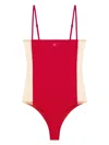 Courrèges Illusion Swimsuit With Adjustable Spaghetti Straps In Red