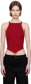 Courrèges Fitted Ribbed Tank Top With Shoulder Pads In 4015 Ruby