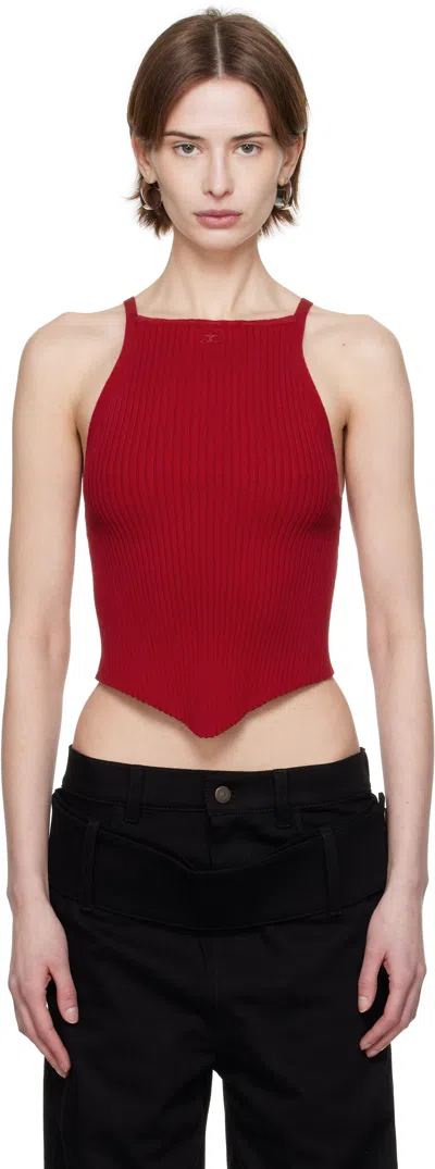 COURRÈGES RED POINTY RIB KNIT TANK TOP