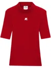 Courrèges Reedition Short Sleeves Ribbed Knitted Sweater Clothing In Red