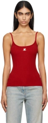 COURRÈGES RED RIB KNIT CAMISOLE