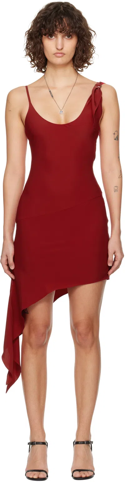 Courrèges Red Scarf Midi Dress In 4015 Ruby