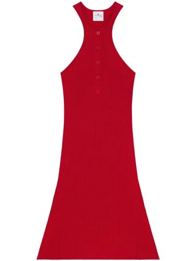 Courrèges Red Scuba Dress With Racerback And Flared Silhouette