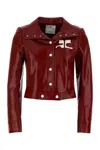 Courrèges Long-sleeved Logo Leather Jacket In Multi