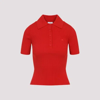 COURRÈGES RED VISCOSE POLO