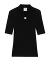 Courrèges Reedition Logo-patch Knitted Top In Black