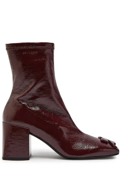 Courrèges Reedition 75 Crinkled Vinyl Ankle Boots In Burgundy
