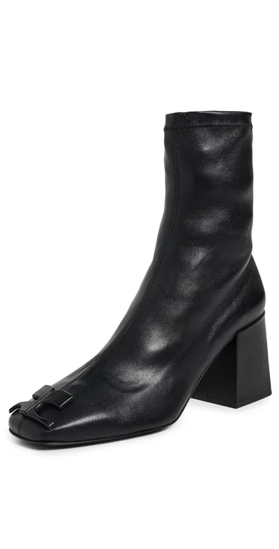 Courrèges Vinyl Reedition Ankle Boots With Squared Toe And Embossed Mo In Black