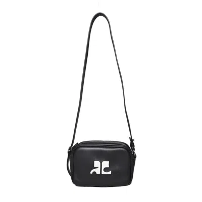 Courrèges Reedition Black Leather Shoulder Bag
