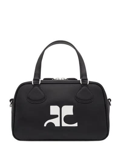 Courrèges Reedition Bowling Leather Bag In Black