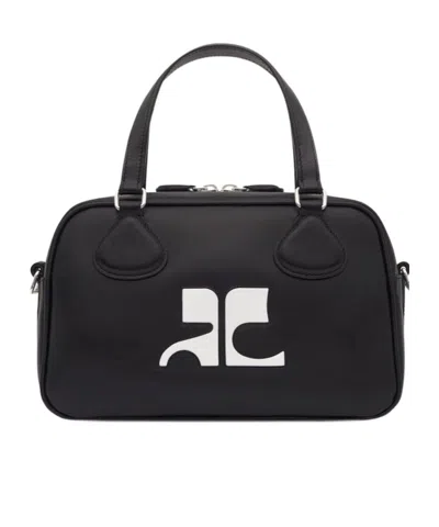 Courrèges Reedition Bowling Leather Bag In Black