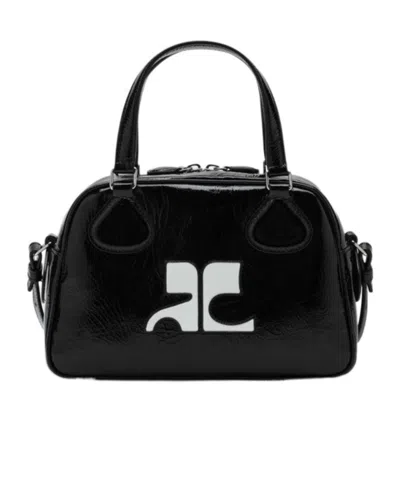 Courrèges Reedition Bowling Leather Bag In Black