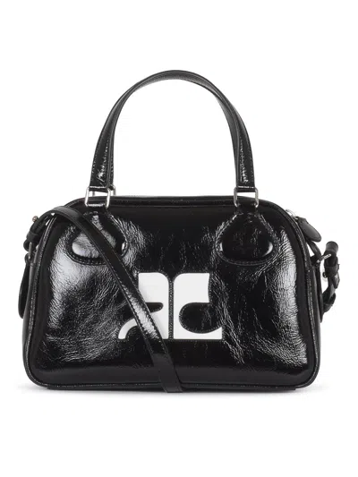 Courrèges Reedition Bowling Zip-up Top Handle Bag In Black