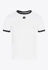 Courrèges Cotton T-shirt With Contrasting Logo Trim In White
