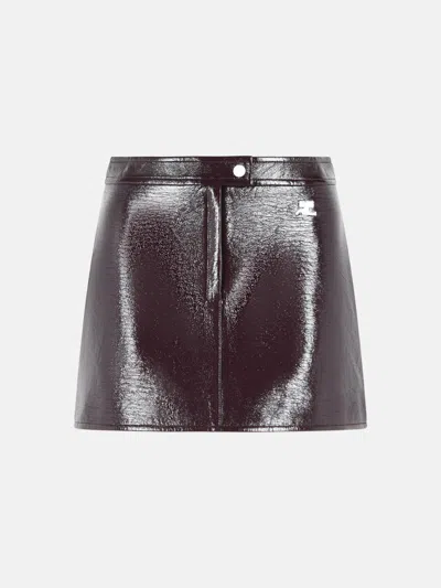 Courrèges 'reedition' 'burnt Red' Burgundy Vinyl Miniskirt In Bordeaux