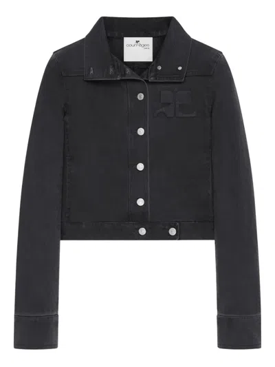 Courrèges Reedition Button Denim Jacket In Black