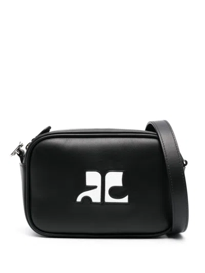 Courrèges Reedition Camera Leather Bag In 黑色