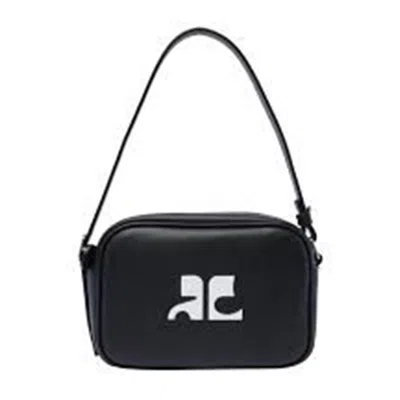 Courrèges Reedition Camera Bag In Grey Calf Leather