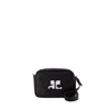 Courrèges Leather Shoulder Bag Strap Adjustable In Black