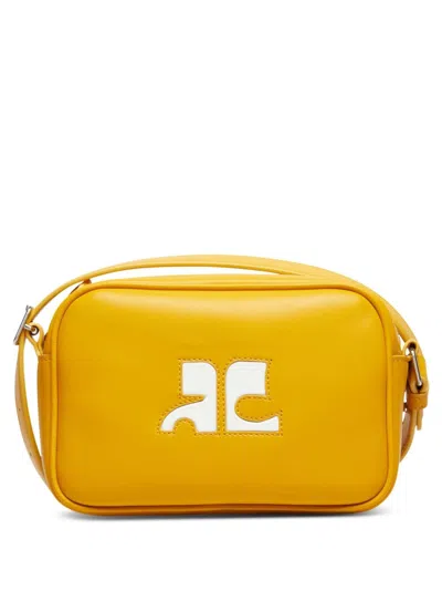 Courrèges Reedition Camera Leather Bag In Yellow