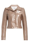 Courrèges Check Vinyl Jacket In Brown / White