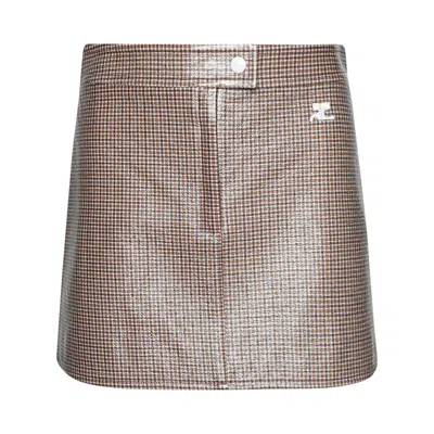 Pre-owned Courrèges Reedition Checked Vinyl Mini Skirt 'brown/black' | Women's Size 38