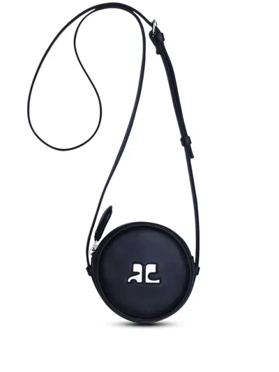 Courrèges Circle Leather Bag In Black