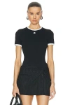 Courrèges Logo-embroidered Cotton T-shirt With Tipping In Black & Heritage Black