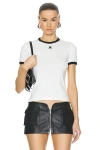 Courrèges Fitted White T-shirt With Contrasting Ribbed Trim In White