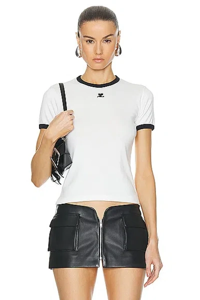 Courrèges Reedition Contrast T-shirt In Heritage White & Black