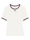 Courrèges Cotton T-shirt With Black Trim And Front Logo In White
