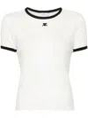 Courrèges Fitted White T-shirt With Contrasting Ribbed Trim In White