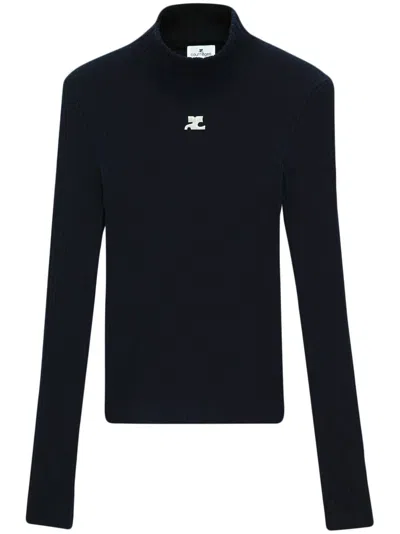 Courrèges Reedition Cotton-blend Jumper In Black