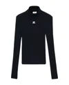 Courrèges Ribbed Long-sleeved Jumper With Minimalist Logo Detail In Black
