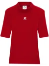 Courrèges Reedition Short Sleeves Ribbed Knitted Sweater Clothing In Red