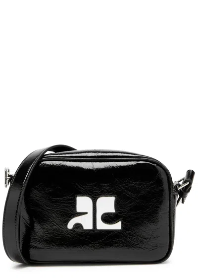 Courrèges Reedition Crinkled Vinyl Camera Bag In Gold