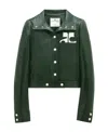 Courrèges Reedition Cropped Faux-leather Jacket In Green
