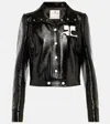 Courrèges Logo-print Faux-leather Cropped Jacket In Black