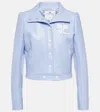 Courrèges Logo-patch Faux-leather Jacket In Blue