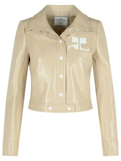 Courrèges 'reedition' Ivory Cotton Blend Jacket In Multi
