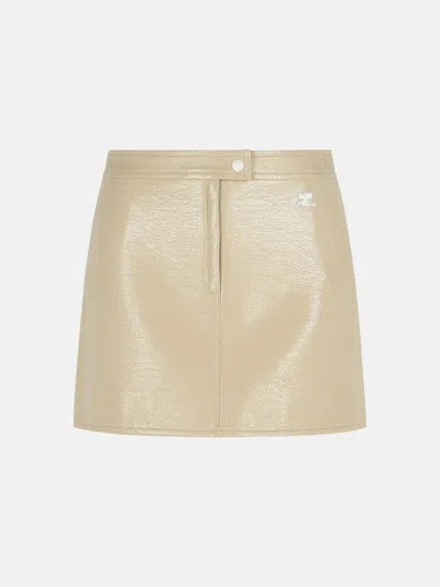 Courrèges 'reedition' Ivory Cotton Blend Miniskirt In White