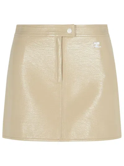 COURRÈGES COURRÈGES 'REEDITION' IVORY COTTON BLEND MINISKIRT