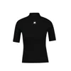 Courrèges Short-sleeved Ribbed Re-e In Black