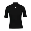 Courrèges Short-sleeved Ribbed Re-e In Black